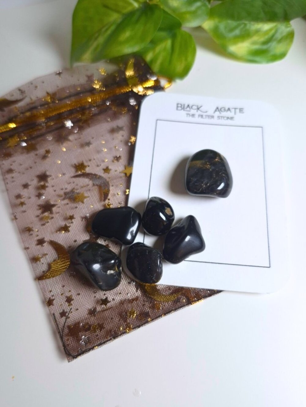 Black Agate Tumble Bundle, 6 Tumblestones
